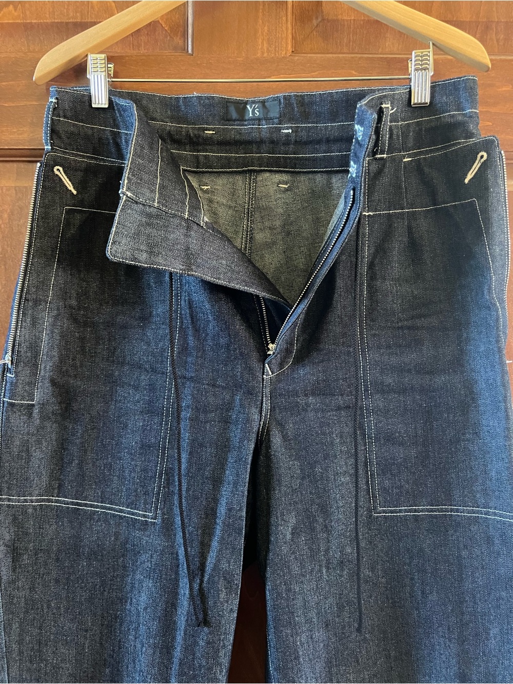 Yohji Yamamoto Jeans Dark Denim Pants Wide Leg Blue Indigo Size S (2 Japanese) - Picture 7 of 15